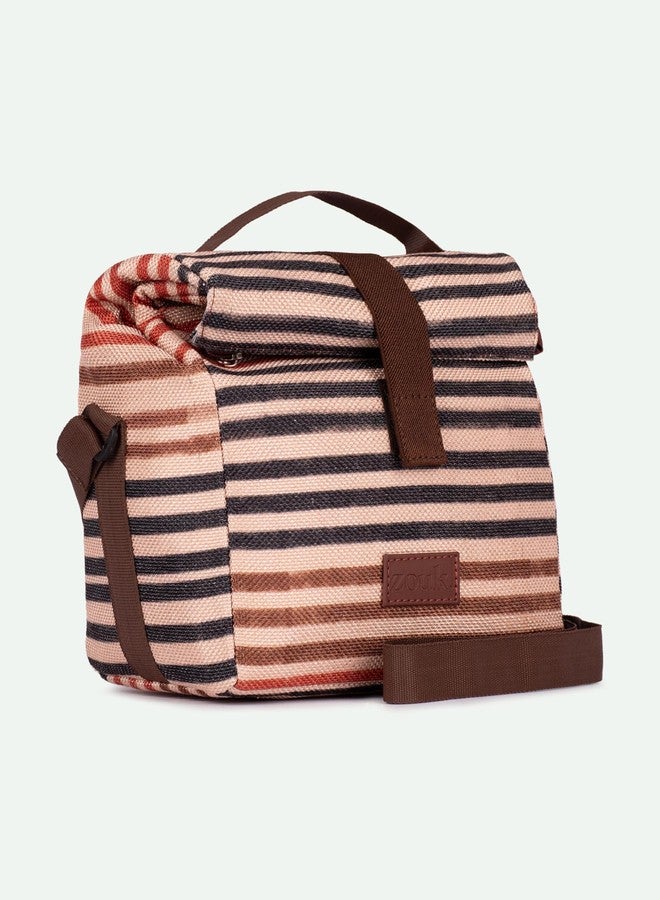 ZOUK Qutub Striped Printed Multicolor Insulated Roll up Lunch Bag - Image 4